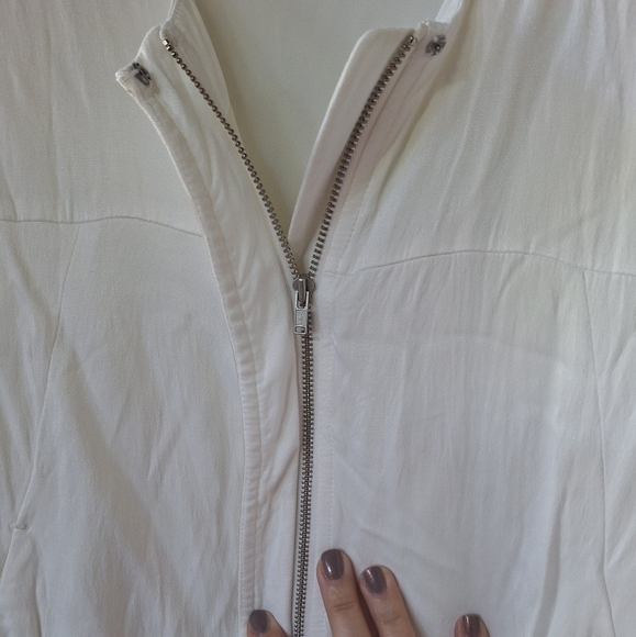 Initial Fashion Womens Flutter Sleeve Full Zip Ivory Jacket Size S - Picture 4 of 7